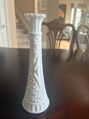 White Milk Glass Bud Vase - Decorative Home Accent